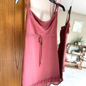 Forever 21 Red Chemise with Lace Trim